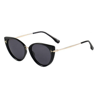Cyprus Cat Eye Sunglasses by Eyecandys. Stylish black cat eye sunglasses with elegant gold trim