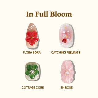 EyeCandys' In Full Bloom Press-On Nail Set features four floral designs on a beige base, letting you achieve a salon-quality gel manicure at home with easy-to-use, reusable nails.