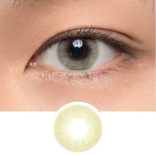 Close-up of male model’s eye wearing EyeCandys Glossy Ivory prescription colored contact lens, natural ivory eye enhancement, best contact lens, affordable contact lens price