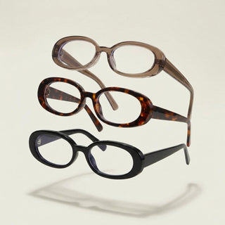 Eyecandys Oval Full Frame reading glasses, office and computer use, anti-blue light lenses, stylish oval eyeglasses.