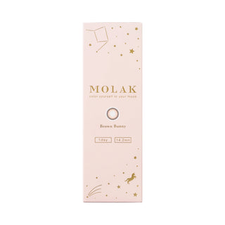 EyeCandys Molak 1-Day Brown Bunny (10pk) prescription colored contact lens box packaging, Korean daily disposable brown contact lenses with UV blocking, natural circle lenses for dark eyes, 10 pack cosmetic contacts
