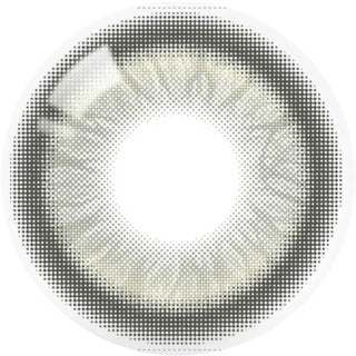 A close-up of the Olola Meow Vivid Rubl Green contact lens by Olola, featuring a patterned design with a green outer ring, translucent center, and dotted texture that highlights the unique style of these prescription colored contacts.