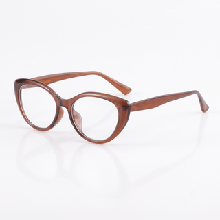 EyeCandys Bardot Cat Eye Wine clear lens glasses model shot featuring elegant wine red cat-eye frames with non-prescription clear lenses, trendy women's fashion eyewear for everyday wear, office style, blue light fashion frames, and chic minimalist looks.