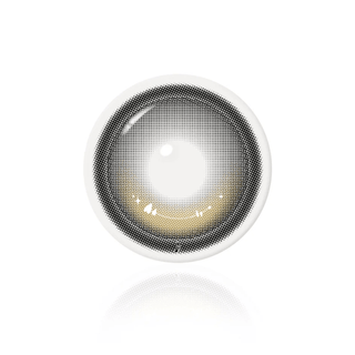 Close-up of i-Girl One Pick Dear One Beige contact lens design, showing soft beige iris pattern with natural highlights and realistic dimensional details, available at EyeCandys