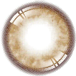 Design of the i-Sha Molton Amber Brown coloured contact lens from Eyecandys on a white background, showing the pixel dotted detail and limbal ring.