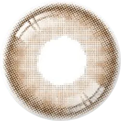 Design of the i-Sha Serenity Brown coloured contact lens from Eyecandys on a white background, showing the pixel dotted detail and limbal ring.