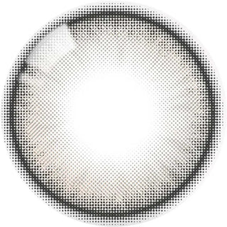 A close-up of the Olola Meow Natural Kitten Beige contact lens by Olola, featuring a black outer ring and gradient brown pattern inspired by cat eyes, designed to enhance your eye's look. The lens is displayed on a white background.
