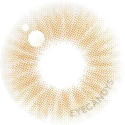 Olola Heiress Brown by Olola is a brown contact lens with a light hazel radial pattern, dotted details, and a transparent pupil center—perfect for dark eyes. The subtle brand name appears near the bottom right edge.
