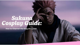 Ryomen Sukuna Jujutsu Kaisen cosplay with red contacts and black curse markings villain editorial