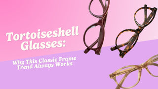 Tortoiseshell acetate glasses frames on warm linen with golden light