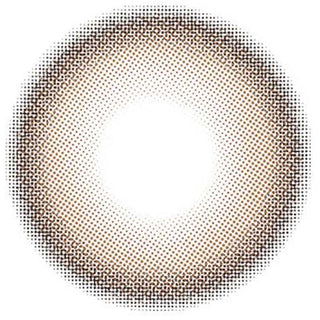 A circular pattern inspired by Clalen IRIS Mimosa Brown (10pk) colored contacts by Clalen, with a gradient of brown and black dots in a ring, denser at the edges and fading toward a white center on a white background.