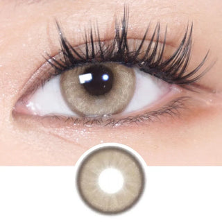 Close-up of an eye wearing EyeCandys Doe Golden Brown contact lenses, featuring a natural golden-brown pattern with subtle definition for a soft, realistic look.