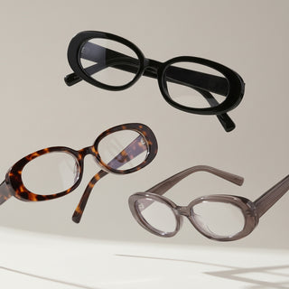 Jellicle Oval prescription reading glasses, full frame, smart photochromic lenses for indoor and outdoor use, trendy design.