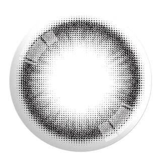Design of the Ann365 JUST 1-Day Black (10pk) prescription colour contact lens dailies from Eyecandys on a white background, showing the fine pixel detail and enlarging limbal ring.