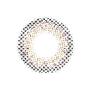 Close-up of the Lilmoon Monthly Flamingo lens design featuring a soft pink blush center with a sheer gray smoky halo. Japanese monthly colored contact lens with a two-tone gradient pattern, glossy romantic finish, natural iris enhancement, and a realistic circle lens design for brown eyes.
