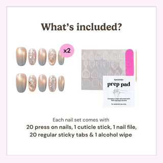 Get salon-perfect nails at home with EyeCandys' Pearl Jam Press-On Nails: 20 pearl and floral designs, cuticle stick, nail file, 20 sticky tabs, and an alcohol wipe—all you need for a flawless look!.