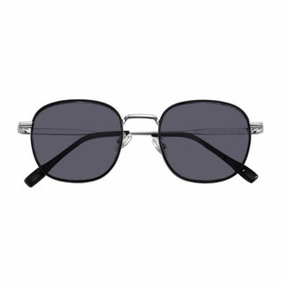 A pair of EyeCandys Stunner Square sunglasses with black square-oval frames, dark tinted lenses, and thin metal construction, displayed facing forward on a white background.
