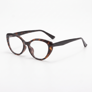 EyeCandys Bardot Cat Eye Tortoiseshell clear lens glasses model shot featuring classic tortoiseshell cat-eye frames with non-prescription clear lenses, trendy women's fashion eyewear for everyday wear, office style, blue light fashion frames, and timeless chic looks.