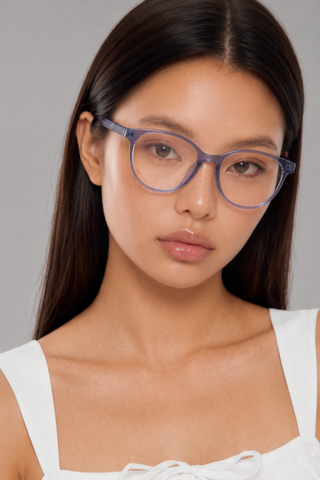 EyeCandys Billionaire Oval prescription reading glasses model shot featuring elegant oval frames for prescription and reading lenses, stylish women's optical eyewear for everyday wear, office, blue light protection, minimalist fashion, and modern luxury looks.