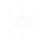 A simple white eye icon with lines radiating from it, symbolizing visibility or awareness, on a light gray background.