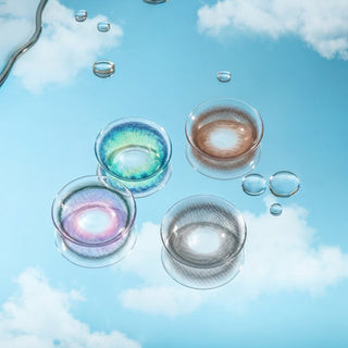 Macro shot of EyeCandys prescription colored contact lens designed for dry eyes showing detailed lens surface texture, hydration-friendly material, and natural tint for comfortable all-day wear