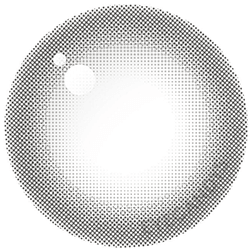 Design of the Gemhour Freyja 1-Day Mood Grey (10pk) prescription color contact lens dailies from Eyecandys on a white background, showing the fine pixel detail and enlarging limbal ring.