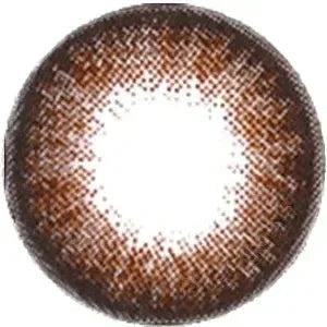 A close-up of NEO Vision Extra Dali Brown contact lenses shows a brown limbal ring, transparent center, and dark rim fading inward. These NEO Vision circle lenses enhance or change your natural eye color.