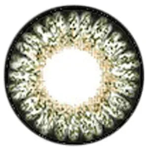 Design of the  Bambi Green coloured contact lens from Eyecandys on a white background, showing the pixel detail