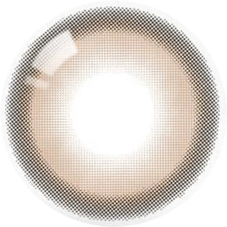 A close-up image of Olola Glint 1-Day Brown (10pk) daily lenses by Olola, featuring a light brown dotted rim and clear center to naturally enhance or change your eye color with realistic brown contacts.