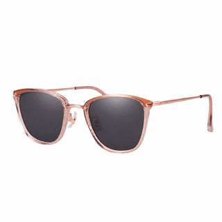 EyeCandys Posh Square sunglasses with a translucent pink full-frame and dark lenses, displayed on a white background. Trendy unisex square sunglasses with a modern rectangular silhouette, flattering for oval and round face shapes. Stylish lightweight everyday UV protection eyewear.
