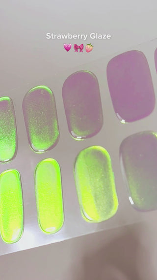  Video tutorial showing the application of EyeCandys Pink Soda Pop Gel Nail Stickers in a sparkly hot pink design. Achieve a bold, glossy manicure in minutes with these semi-cured gel stickers that last up to 2 weeks—perfect for fun, easy spring and summer nail looks.