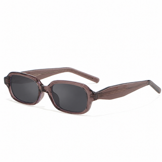 EyeCandys Side-Eye Purple rectangular sunglasses product shot on a white background featuring a lightweight full-frame design. Trendy unisex 90s-inspired fashion sunglasses, flattering for round and oval face shapes. Stylish everyday UV protection eyewear in a vibrant purple frame.