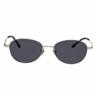 Zephyr Slim Oval gold full-frame sunglasses in lightweight titanium on a white background. Medium-fit oval frames designed for diamond and heart face shapes with a bold Y2K-inspired style.