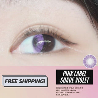Applying the Shade Purple colour contact lenses on naturally dark eyes, showing the brightness and opacity of the contact lens design