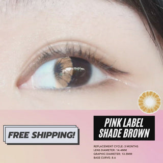 Applying the Shade Brown colour contact lenses on naturally dark eyes, showing the brightness and opacity of the contact lens design