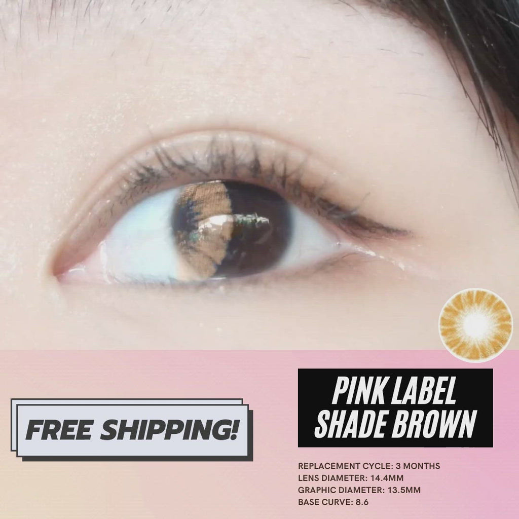 Applying the Shade Brown colour contact lenses on naturally dark eyes, showing the brightness and opacity of the contact lens design